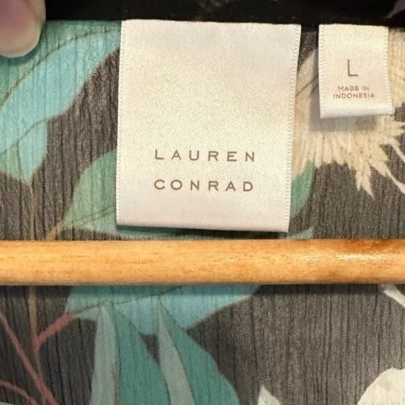 Lauren Conrad Women's Black Sheer 3/4 Sleeve Blouse Size Large - Picture 2 of 10